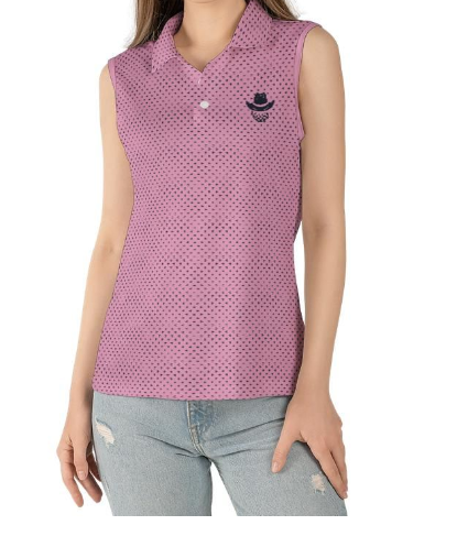 Women's Black logo Pink Sleeveless Polo