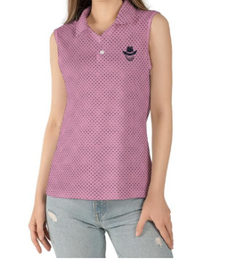 Women's Black logo Pink Sleeveless Polo