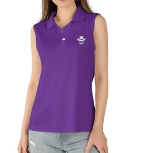 Women's sleeveless Solid Purple Polo