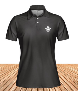 Women's Solid Black Polo