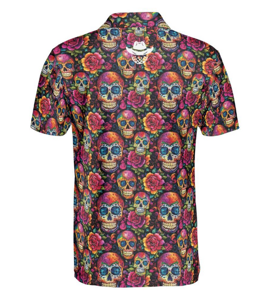 Sugar Skulls and Flowers Polo