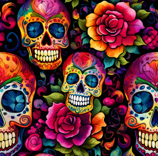 Womens Sugar Skulls and Flowers