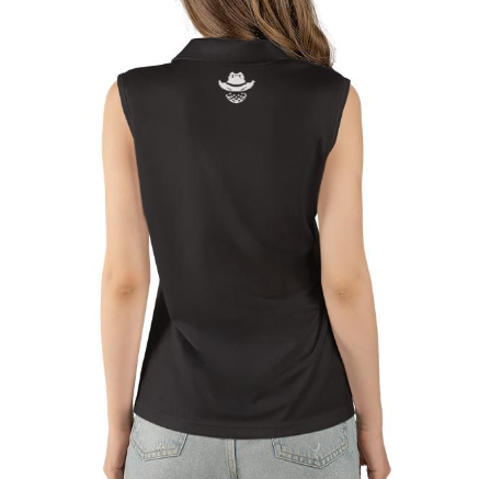 Women's sleeveless Solid Black Polo