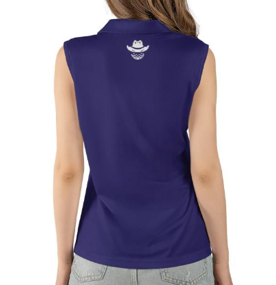 Women's sleeveless Solid Navy Polo