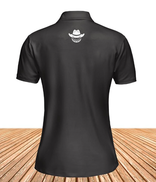 Women's Solid Black Polo