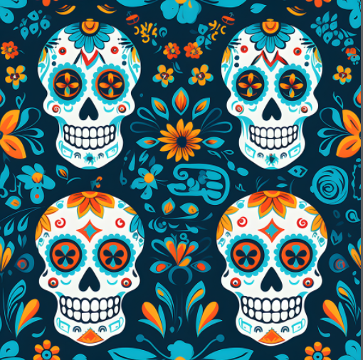 Teal Sugar Skulls Polo