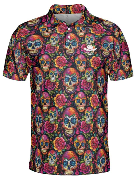 Sugar Skulls and Flowers Polo