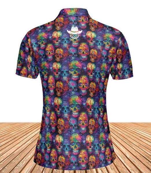 Womens Sugar Skulls Multicolor Polo